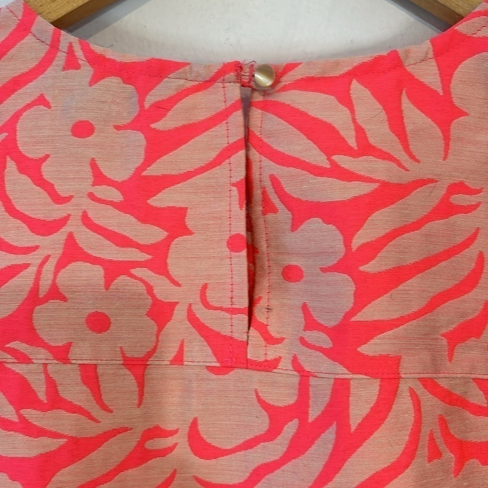 J. Crew Pink Plumeria Floral Jacquard Sleeveless Textured Top Size 4 - Picture 6 of 9
